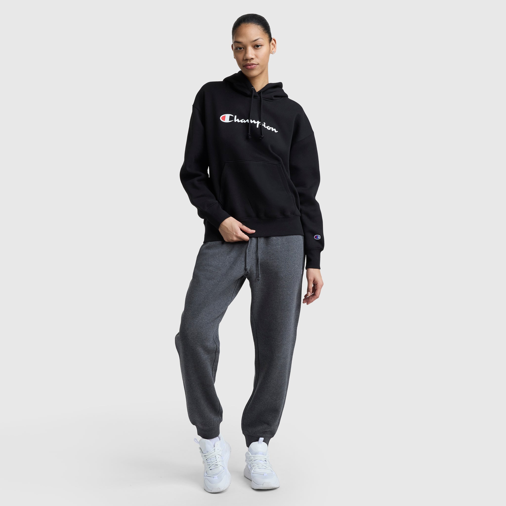 Champion Women's Powerblend Relaxed Hoodie. Script Logo - Image 6